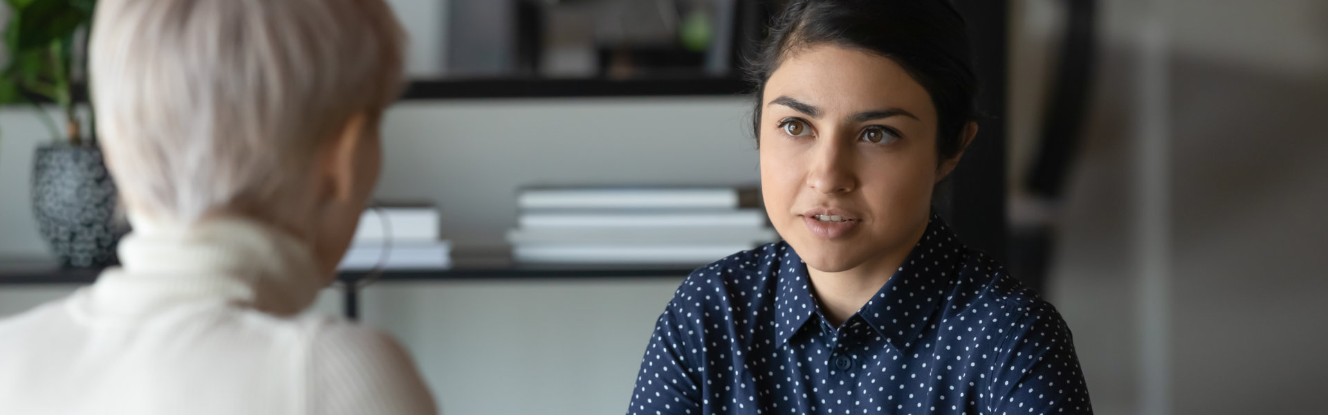 woman being interviewed